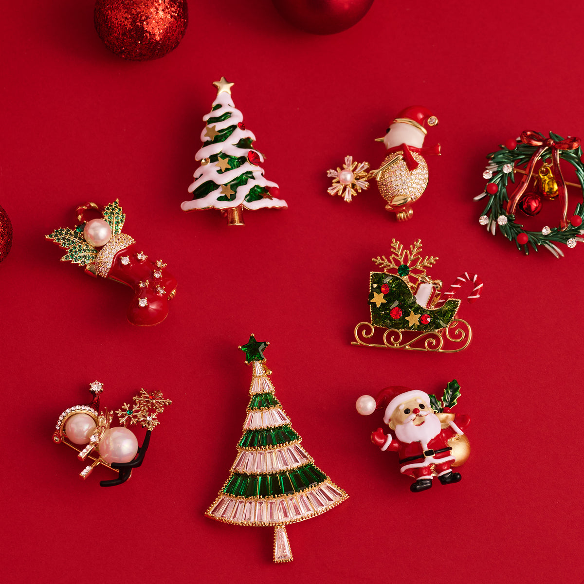 Christmas Snowman Brooch Spinning Snowflake CZ Pin