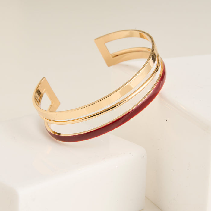 Cuff Bracelet Kaelin Two Tone Enamel Circle Design