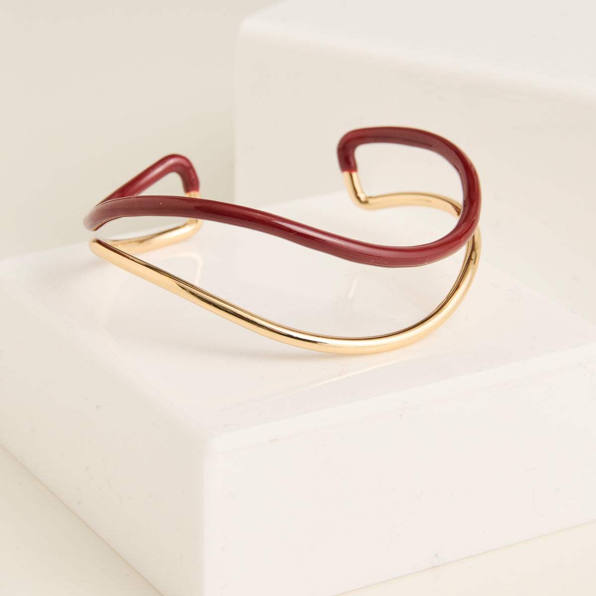 Cuff Bracelet Kaelin Two Tone Enamel Contour Design