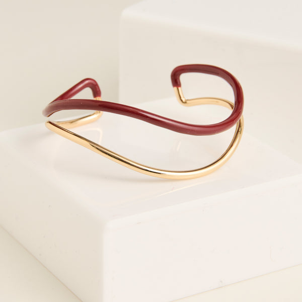 Cuff Bracelet Kaelin Two Tone Enamel Contour Design
