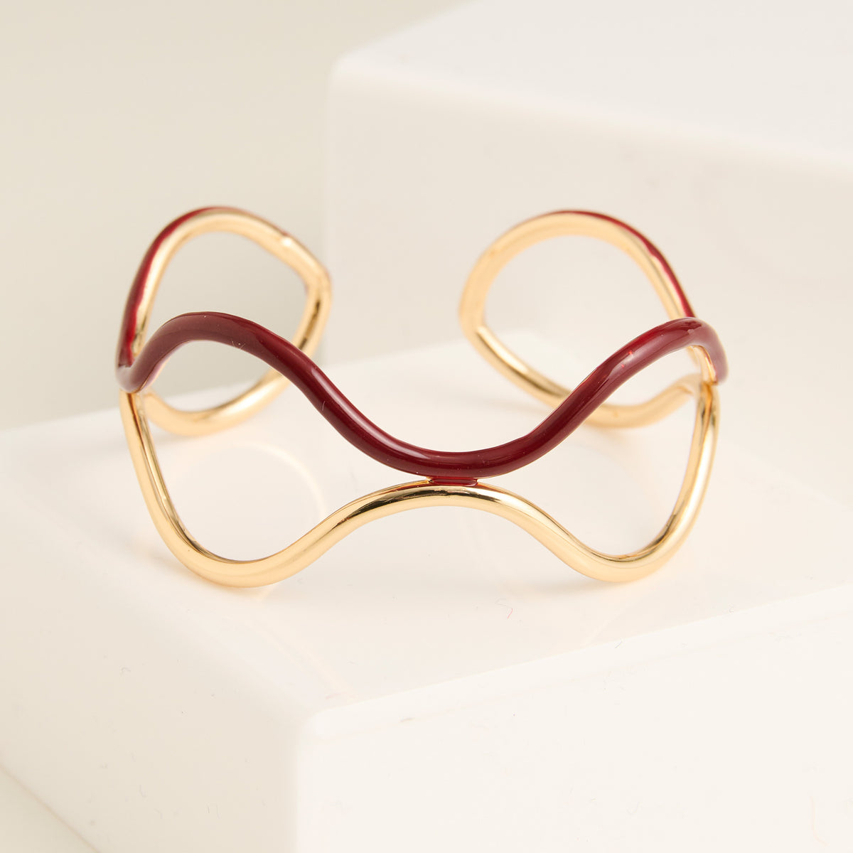Cuff Bracelet Kaelin Two Tone Enamel Wavy Design