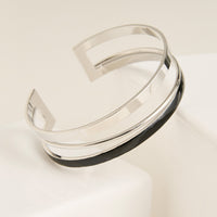 Cuff Bracelet Kaelin Two Tone Enamel Circle Design