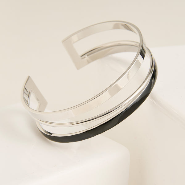 Cuff Bracelet Kaelin Two Tone Enamel Circle Design