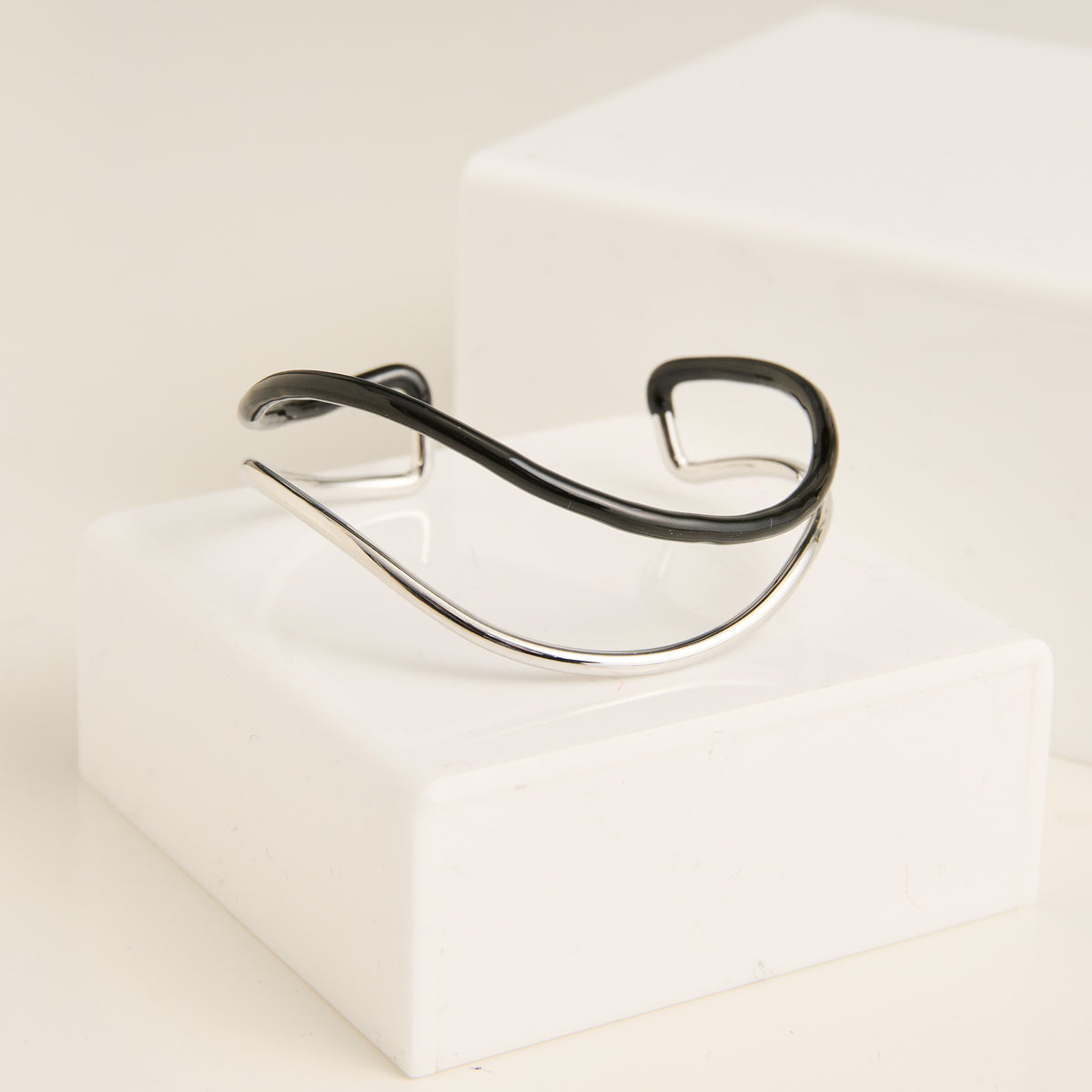 Cuff Bracelet Kaelin Two Tone Enamel Contour Design