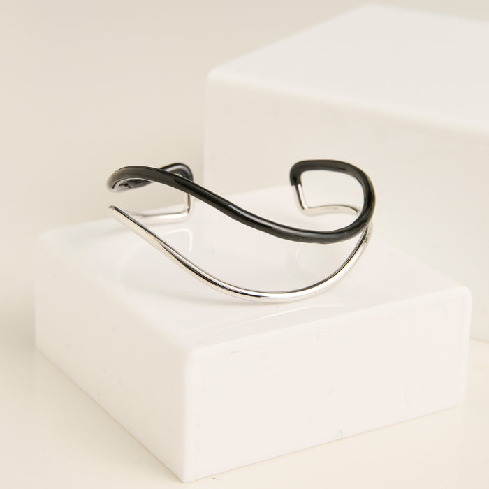 Cuff Bracelet Kaelin Two Tone Enamel Contour Design