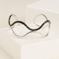 Cuff Bracelet Kaelin Two Tone Enamel Wavy Design