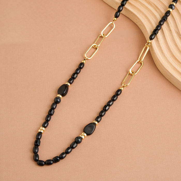 Beaded Necklace 38"  Long Chain Mixed Bead Sia Necklace