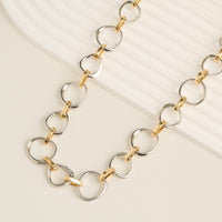Collar Necklace 18" Two Tone Chunky Circle Link Willa