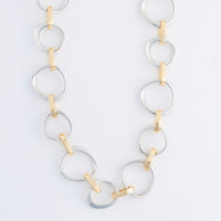 Collar Necklace 18" Two Tone Chunky Circle Link Willa