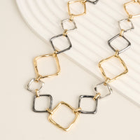 Collar Necklace 18" Two Tone Chunky Square Link Willa