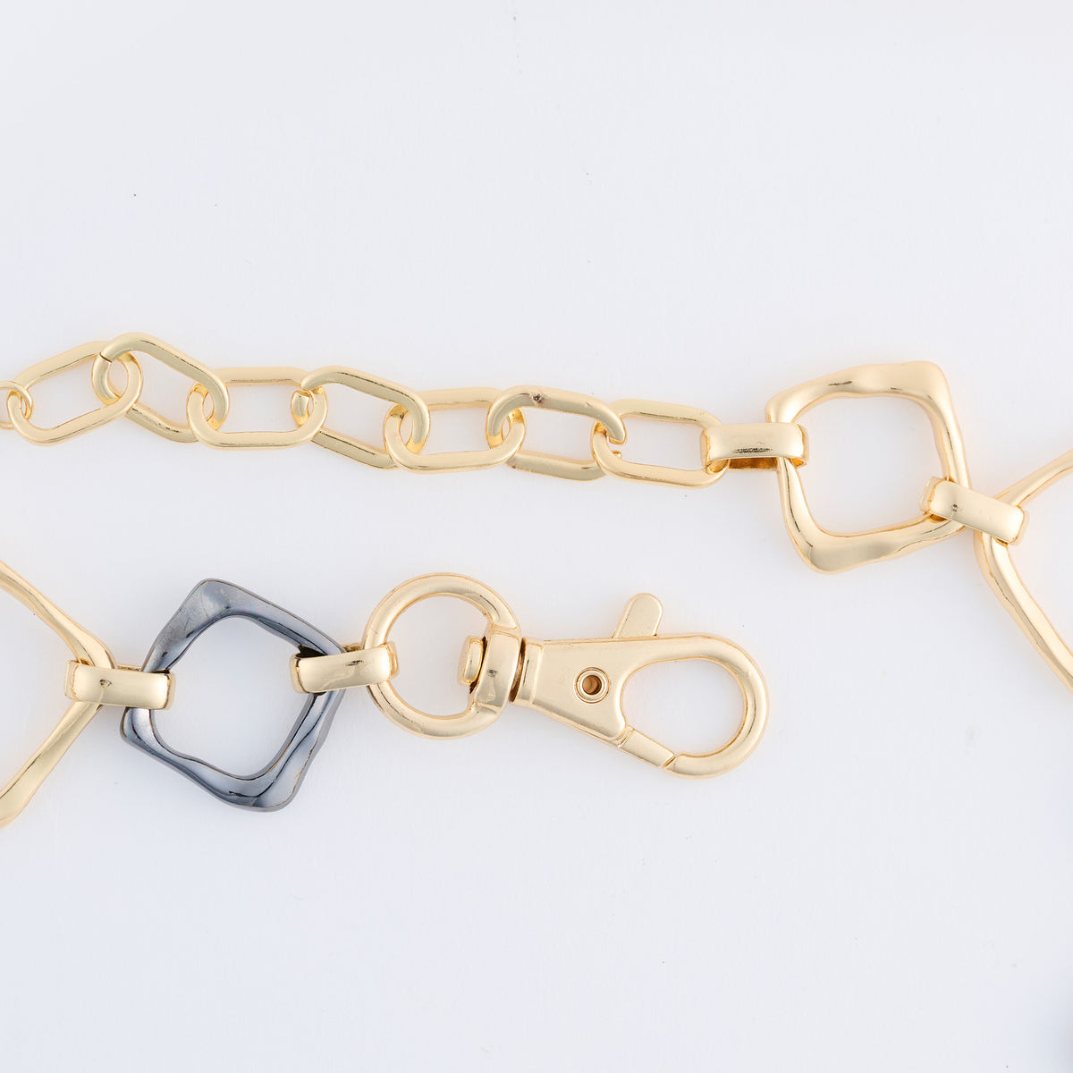 Collar Necklace 18" Two Tone Chunky Square Link Willa
