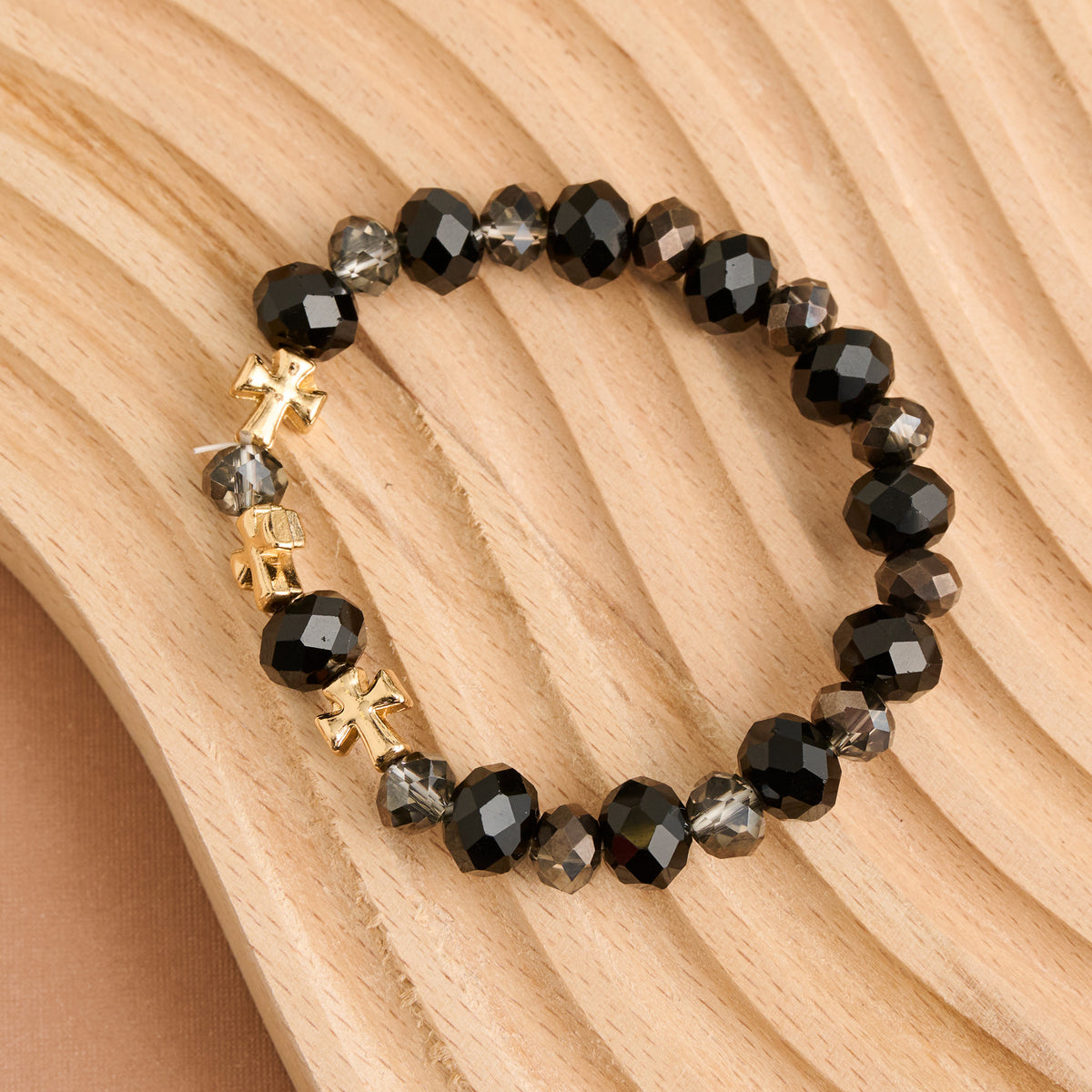 Cross Bracelet Faceted Bead Stretch Estelle Bracelet