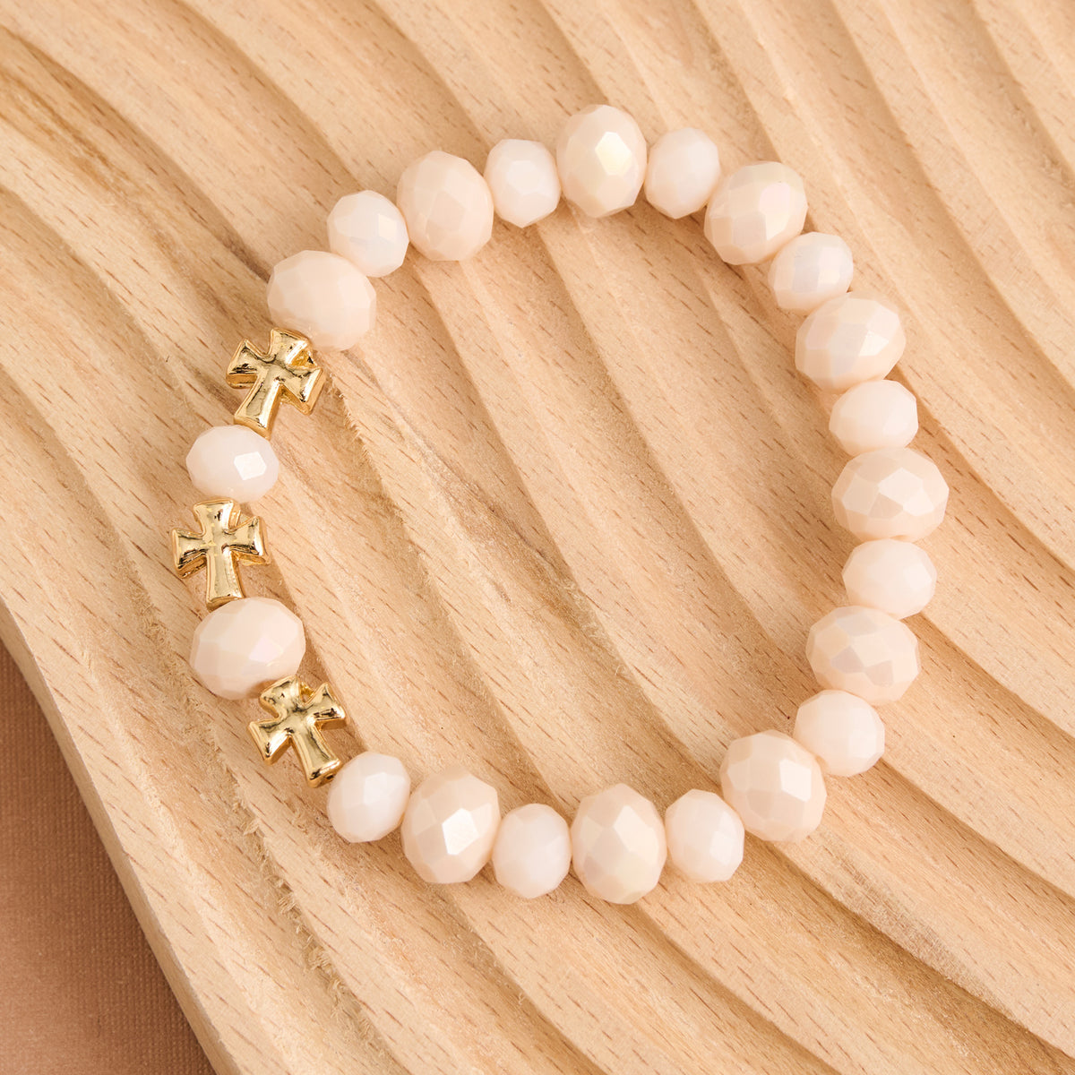 Cross Bracelet Faceted Bead Stretch Estelle Bracelet
