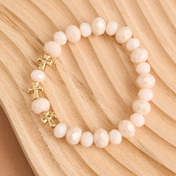 Cross Bracelet Faceted Bead Stretch Estelle Bracelet