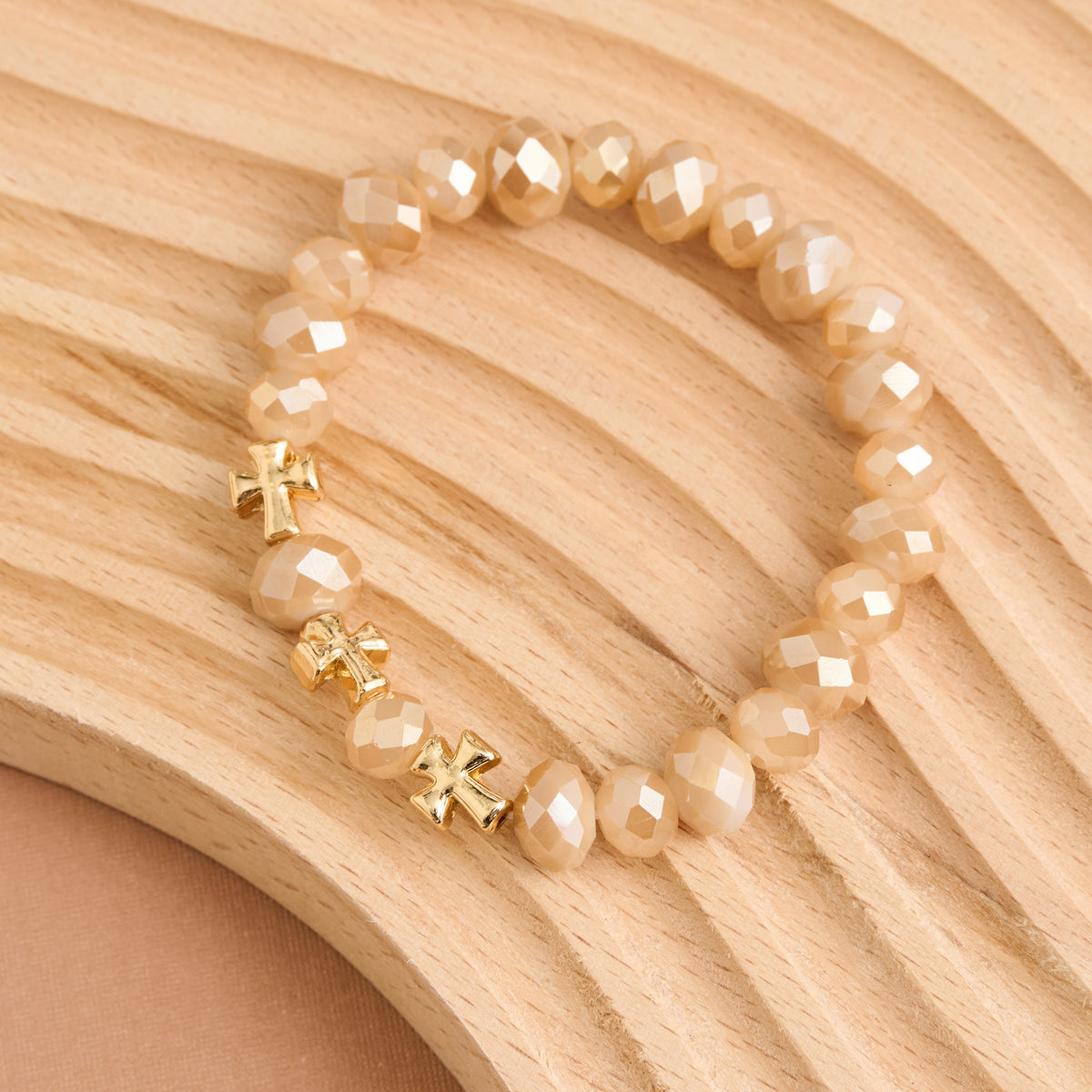 Cross Bracelet Faceted Bead Stretch Estelle Bracelet