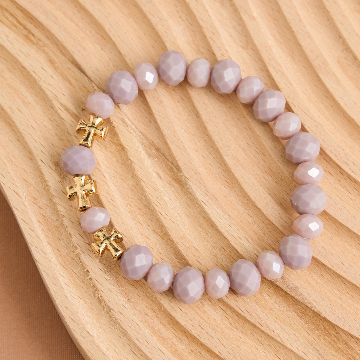 Cross Bracelet Faceted Bead Stretch Estelle Bracelet