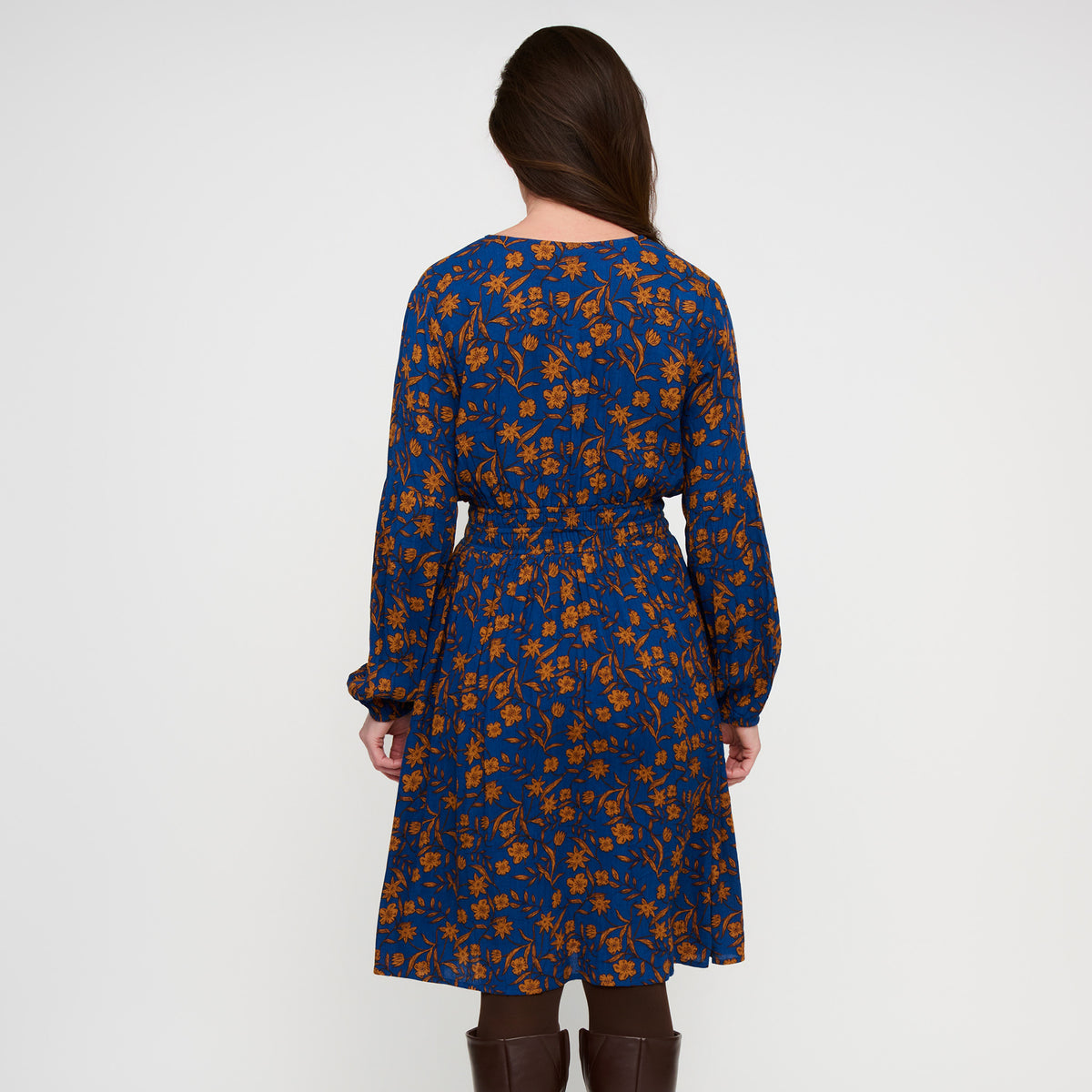 Midi Dress Empire Waist Long Sleeve V-Neck Leana Dress