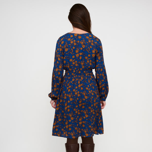 Midi Dress Empire Waist Long Sleeve V-Neck Leana Dress