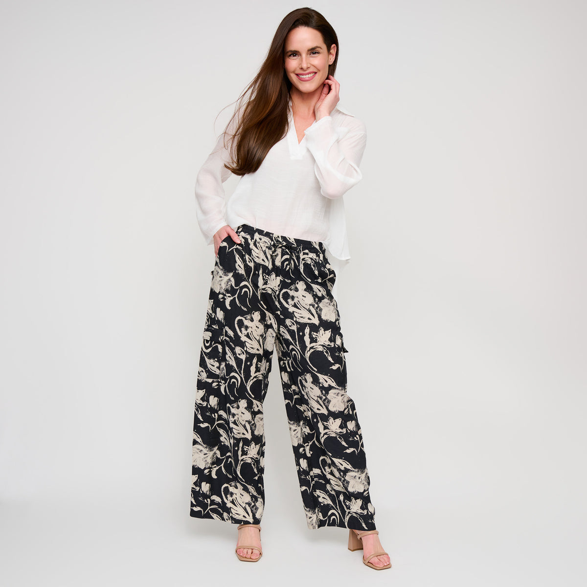Wide Leg Cargo Pants Hammered Satin Laine Pant