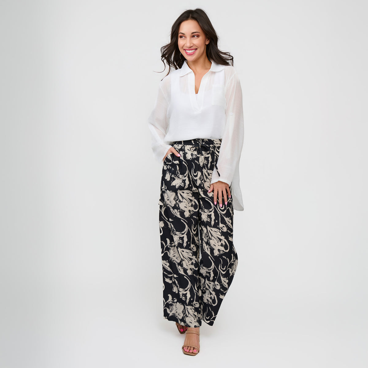 Wide Leg Cargo Pants Hammered Satin Laine Pant