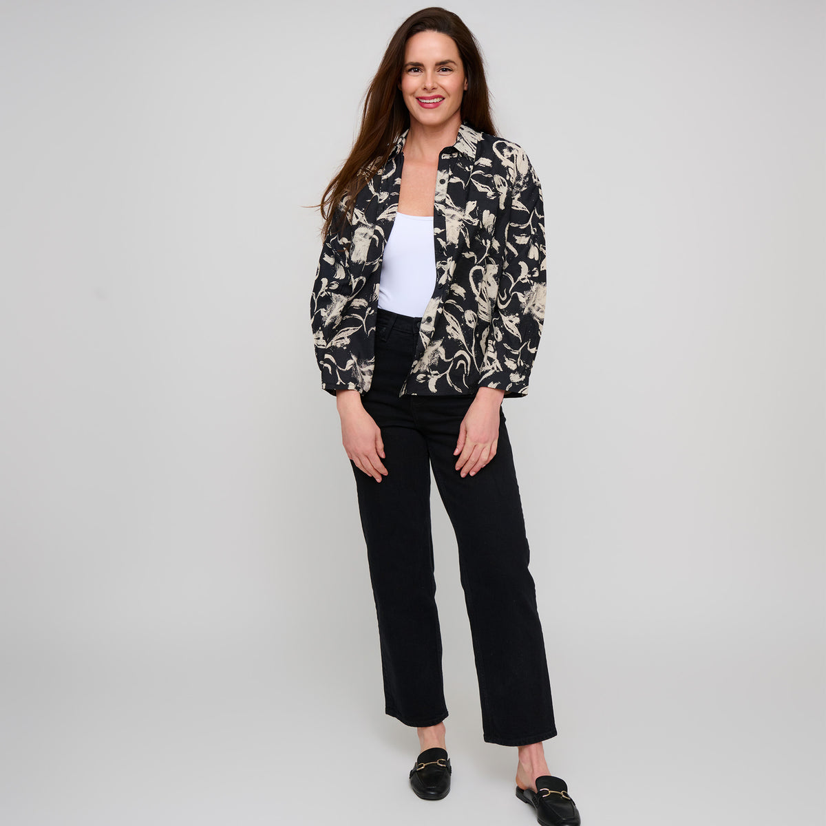 Button Up Top Hammered Satin Odessa Blouse