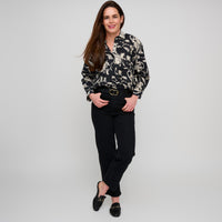 Button Up Top Hammered Satin Odessa Blouse