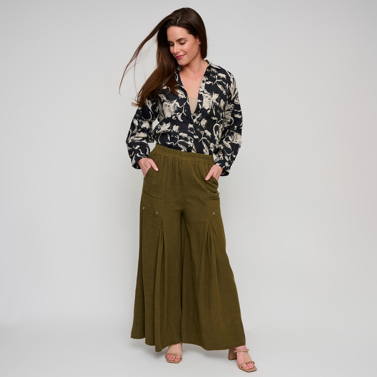 Button Up Top Hammered Satin Odessa Blouse