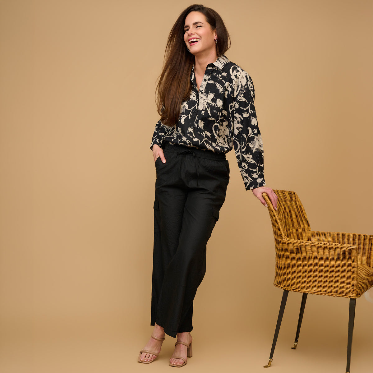 Button Up Top Hammered Satin Odessa Blouse