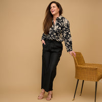 Button Up Top Hammered Satin Odessa Blouse