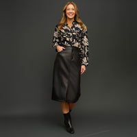 Button Up Top Hammered Satin Odessa Blouse
