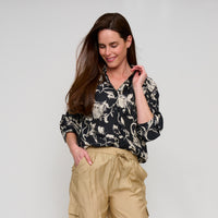 Button Up Top Hammered Satin Odessa Blouse