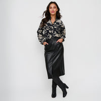 Button Up Top Hammered Satin Odessa Blouse