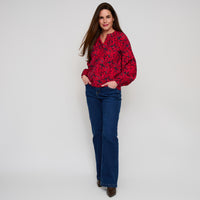 Raglan Blouse Hammered Satin Long Sleeve Leah Top