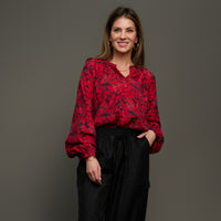Raglan Blouse Hammered Satin Long Sleeve Leah Top