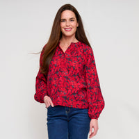 Raglan Blouse Hammered Satin Long Sleeve Leah Top