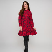Tiered Dress Button Up Hammered Satin Adair Dress