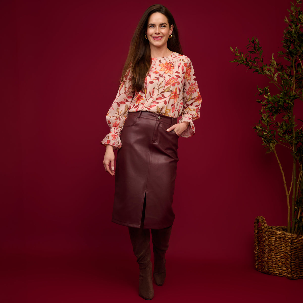 Ruffle Cuff Blouse Poly Georgette Cambria Top