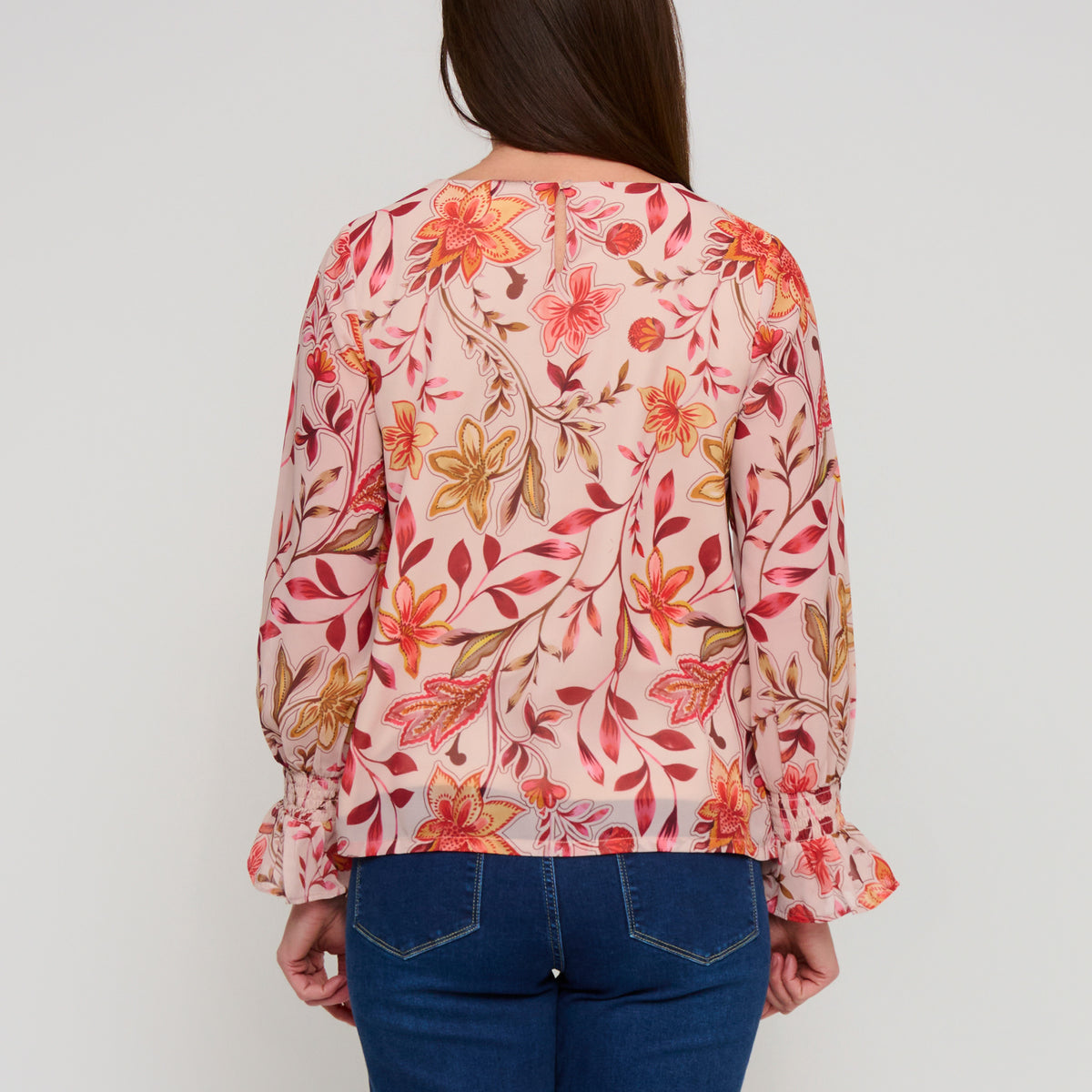 Ruffle Cuff Blouse Poly Georgette Cambria Top