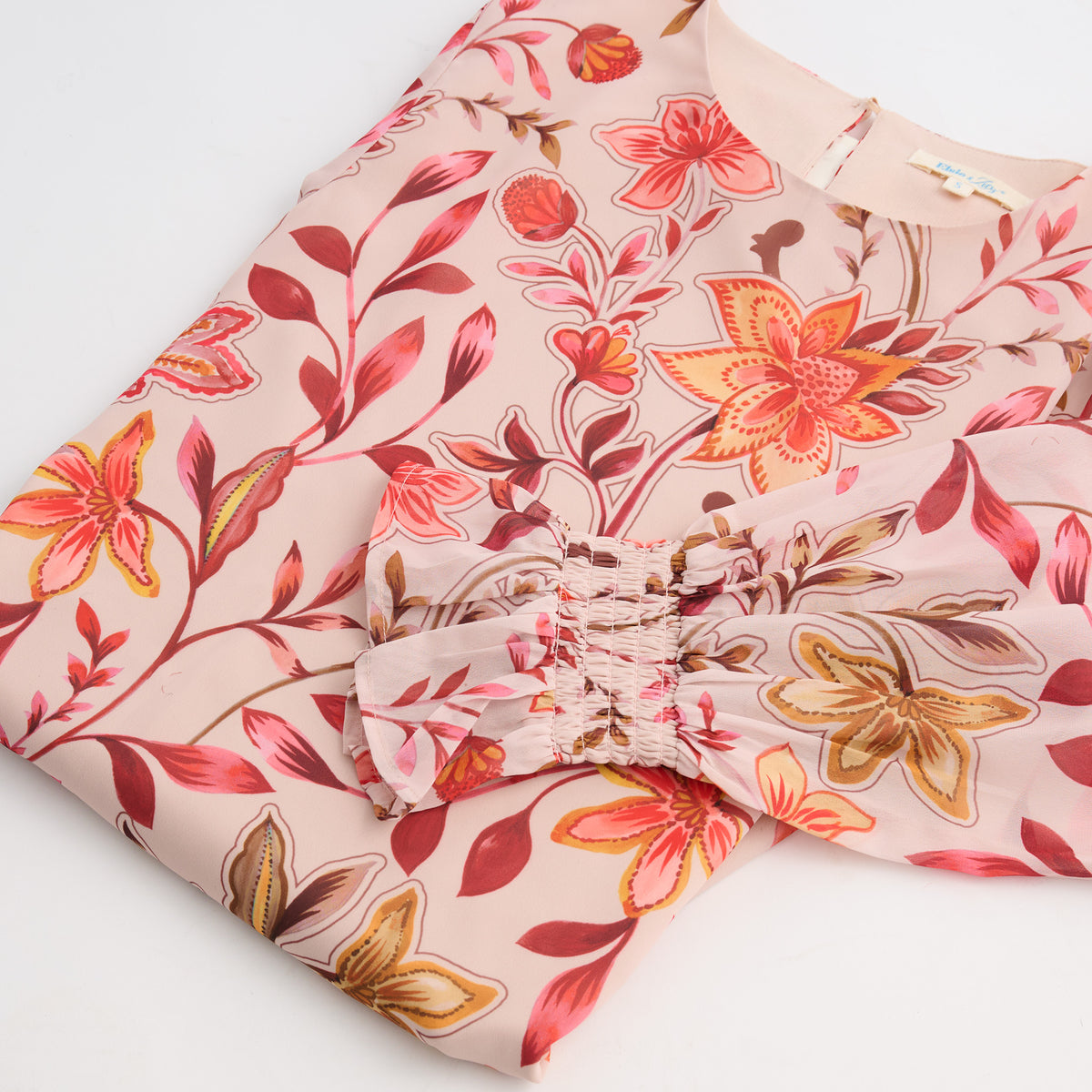 Ruffle Cuff Blouse Poly Georgette Cambria Top