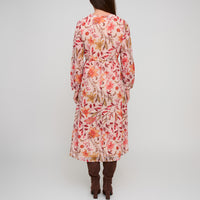 Midi Dress Tie Waist V-Neck Long Sleeve Celeste Dress