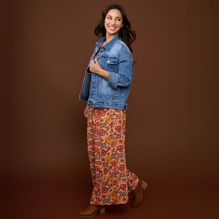 Denim Jacket Distressed Button Up Long Sleeve Sadi Jacket