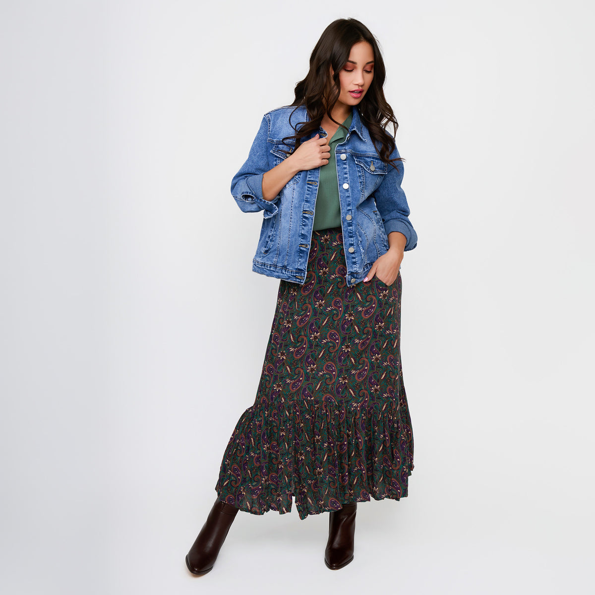 Denim Jacket Distressed Button Up Long Sleeve Sadi Jacket