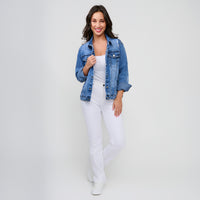 Denim Jacket Distressed Button Up Long Sleeve Sadi Jacket