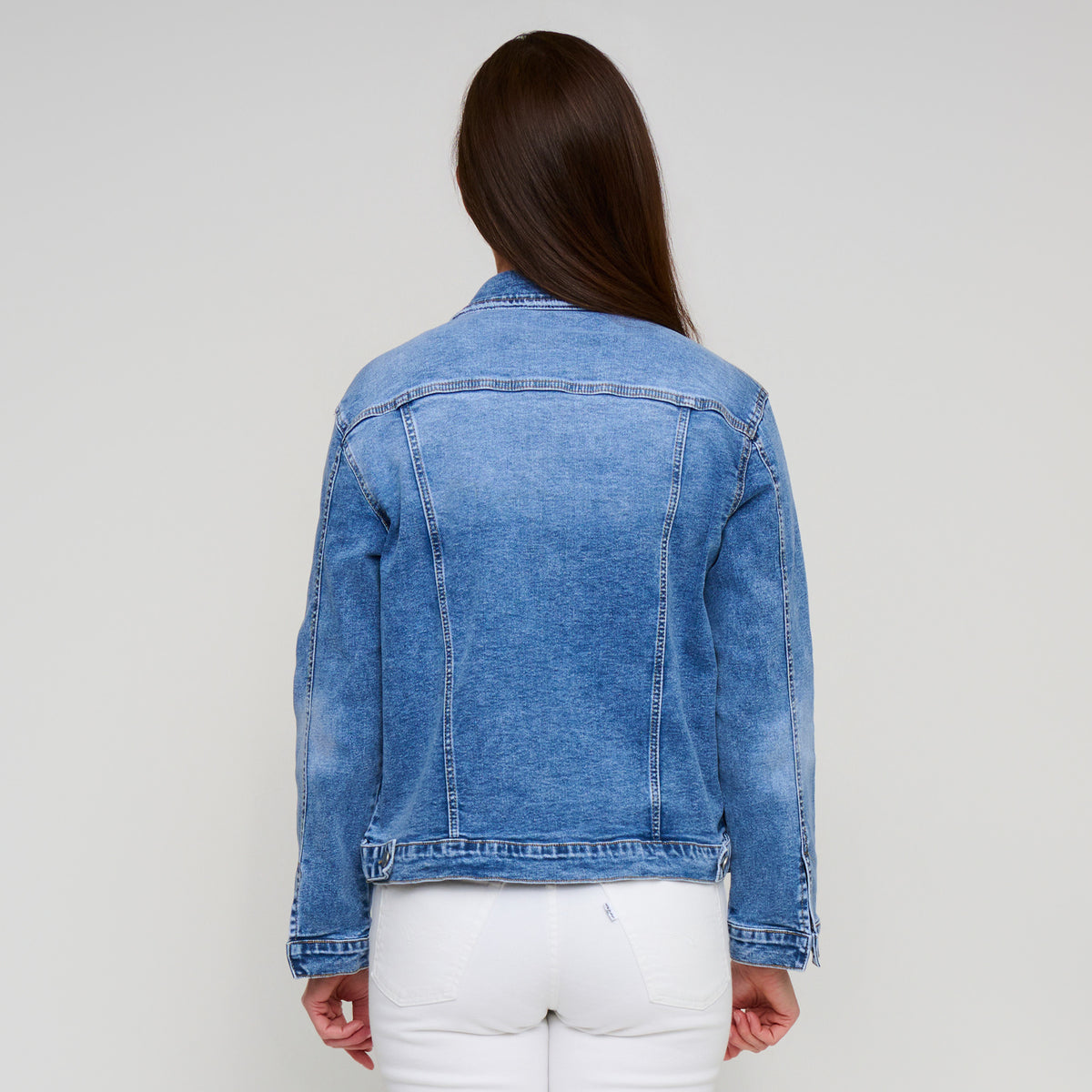 Denim Jacket Distressed Button Up Long Sleeve Sadi Jacket