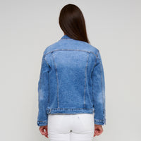 Denim Jacket Distressed Button Up Long Sleeve Sadi Jacket