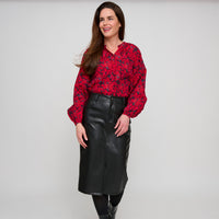 Vegan Leather Midi Skirt Corinne Skirt