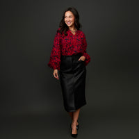 Vegan Leather Midi Skirt Corinne Skirt