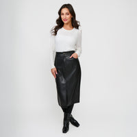 Vegan Leather Midi Skirt Corinne Skirt