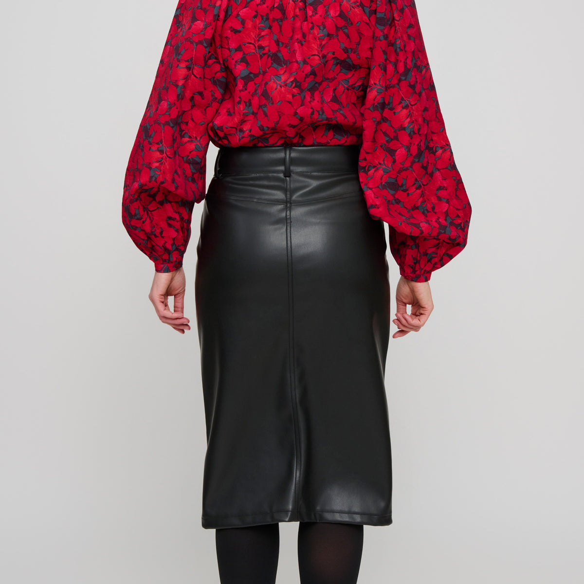 Vegan Leather Midi Skirt Corinne Skirt