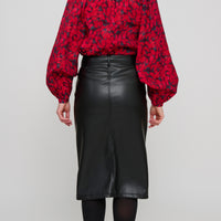 Vegan Leather Midi Skirt Corinne Skirt